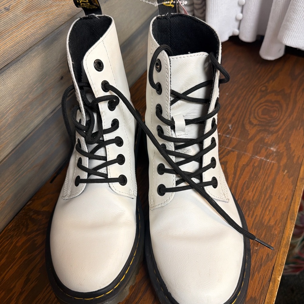 Dr. Martens White Leather Combat Boots